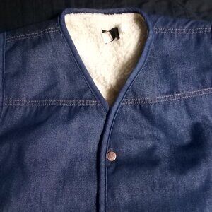 Vintage Sears Roebucks Sherpa Fleece Lined Denim Vest